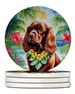 Sussex Spaniel Luau Large Sandstone Coasters Pack Of 4 Absorbent Round Coasters Decor Gifts For Men Or Women, 4 In, Multicolor_maomaolike.com