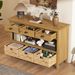 Vintage Console Table With Drawers,Water Hyacinth Woven Baskets,Multi-Color Options,Ideal For Entryway And Living Room_maomaolike.com
