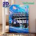 Stadium Themed Painting Poster, Vibrant Pop Art Style Stadium Exterior Poster, Stylized Colorful Sports Venue Decor Ideal For Sports Room, Living Room_maomaolike.com