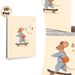 Skateboarding Mouse Painting Poster, Warm-toned Cute Cartoon Poster, Playful Design Of Mouse In Striped Outfit On Skateboard With Butterflies, Brings_maomaolike.com