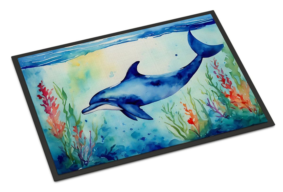 Dolphin Doormat Front Door Mat Indoor Outdoor Rugs For Entryway, Non Slip Washable Low Pile, 24H X 36W_maomaolike.com