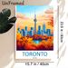 Toronto Autumn Cityscape Painting Poster, Vibrant Illustration-style Warm-toned Skyline Poster, Scenic Artwork With Iconic Tower & Fall Foliage, Ideal_maomaolike.com