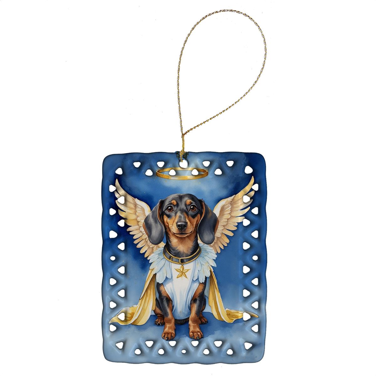 Dachshund My Angel Porcelain Ornament Christmas Tree Hanging Decorations For Home Christmas Holiday, Rectangle, Gift, Multicolor_maomaolike.com