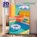 Pool Vacation Themed Painting Poster, Vibrant Minimalist Graphic Poster, Cheerful Summer-inspired Decor Suitable For Living Room, Bedroom Or Coastal_maomaolike.com