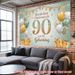 90th Birthday Party Banner - 2D Flat Polyester Backdrop With Crown Balloon Theme, Wall Hanging Photo Props, Party Decor_maomaolike.com