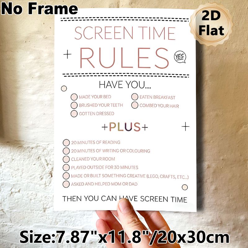 Screen Time Rules Painting Poster, Soft-toned Minimalist Checklist Poster, Helps Set Clear Daily Routines, Ideal For Home Living Areas_maomaolike.com