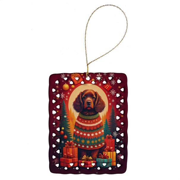 American Water Spaniel Holiday Christmas Porcelain Ornament Christmas Tree Hanging Decorations For Home Christmas Holiday, Rectangle, Gift, Multicolor_maomaolike.com