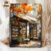 Autumn Bookstore Painting Poster, Warm-toned Impressionist-style Poster, Sunlit Street Bookstore With Orange Fall Foliage, Cozy Tranquil Decor Ideal_maomaolike.com