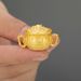 New Treasure Bowl Sand Gold Color Yuanbao Rotating Twelve Zodiac Pendant Metal Keychain Handle Piece_maomaolike.com