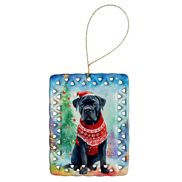 Cane Corso Christmas Porcelain Ornament Christmas Tree Hanging Decorations For Home Christmas Holiday, Rectangle, Gift, Multicolor_maomaolike.com