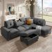 Reversible Sectional Sofa Space Saving With Storage Ottoman Rivet Ornament L-shape Couch For Large Space Dorm Apartment_maomaolike.com