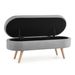 Ottoman Oval Storage Bench, Rubber Wood Legs, Grey(43.5"x16"x16")_maomaolike.com