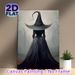Witch Themed Painting Poster, Mysterious Dark-toned Witch Back View In Foggy Woods Poster, Builds Spooky Atmosphere, Ideal For Home And_maomaolike.com