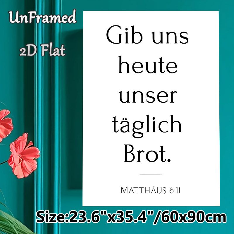 German Bible Verse Painting Poster, Minimalist Monochrome Typographic Poster, Inspirational Religious Quote Decor For Home, Dining Room, Prayer Space_maomaolike.com