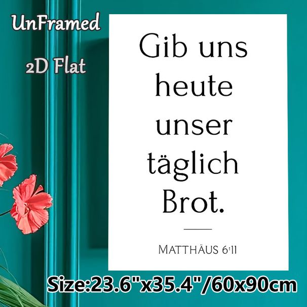 German Bible Verse Painting Poster, Minimalist Monochrome Typographic Poster, Inspirational Religious Quote Decor For Home, Dining Room, Prayer Space_maomaolike.com