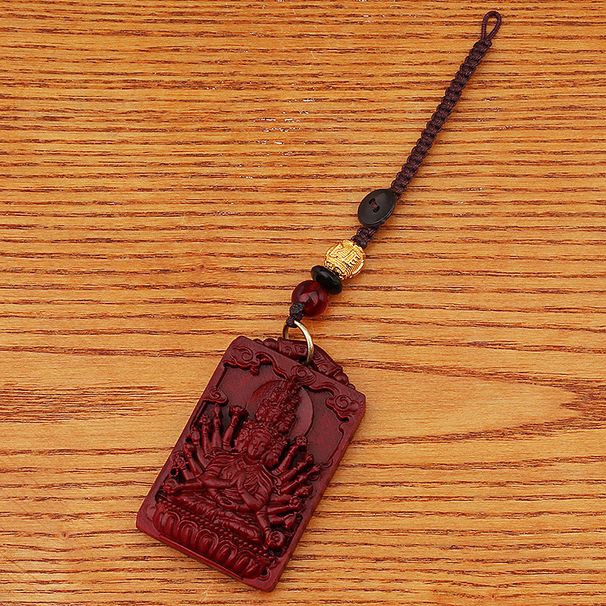 Twelve Zodiac Guardian Buddha Cinnabar Protection God Square Pendant Accessories Peace Blessing Unisex Keychain Wholesale_maomaolike.com