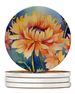 Chrysanthemums In Watercolor Large Sandstone Coasters Pack Of 4 Absorbent Round Coasters Decor Gifts For Men Or Women, 4 In, Multicolor_maomaolike.com