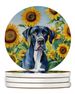 Great Dane In Sunflowers Large Sandstone Coasters Pack Of 4 Absorbent Round Coasters Decor Gifts For Men Or Women, 4 In, Multicolor_maomaolike.com