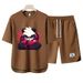 Men's Clothing 2024 Waffle Casual Summer Suit Men's Loose Teen Short sleeved T shirt Shorts Handsome Two piece Suit_maomaolike.com