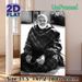 Elderly Man Themed Painting Poster, Monochrome Portrait Of Smiling Elderly Man With Prayer Beads Poster, Peaceful Nostalgic Decor Ideal For Living_maomaolike.com