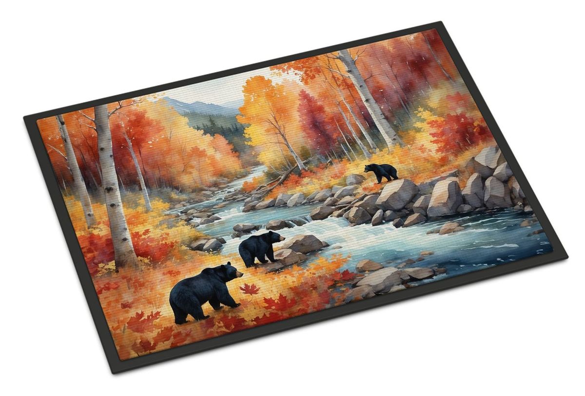 Bears Autumn In The Woods Doormat Front Door Mat Indoor Outdoor Rugs For Entryway, Non Slip Washable Low Pile, 24H X 36W_maomaolike.com