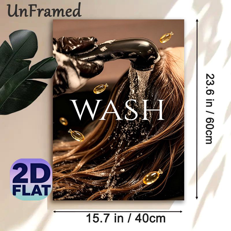 Hair Wash Themed Painting Poster, Luxury Realistic Hair Care Scene Poster, Stylish Design To Create A Soothing Atmosphere, Ideal For Hair Salon And_maomaolike.com