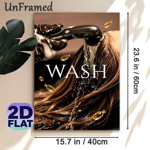 Hair Wash Themed Painting Poster, Luxury Realistic Hair Care Scene Poster, Stylish Design To Create A Soothing Atmosphere, Ideal For Hair Salon And_maomaolike.com
