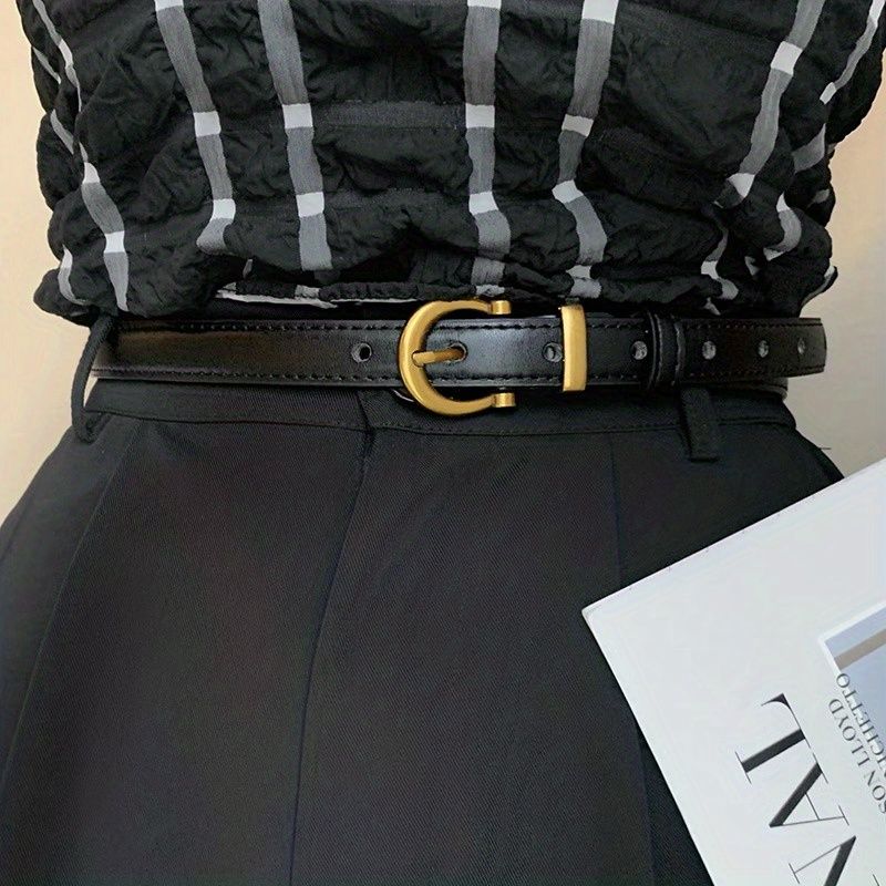Men's Casual Vintage PU Leather Belt With Classic Oval Buckle - Ideal For Daily Wear, Parties, And Gifts_maomaolike.com