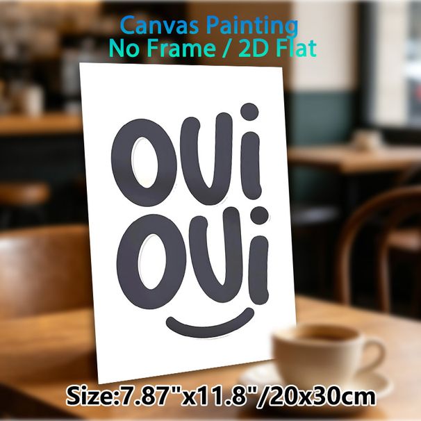 Oui Oui Typography Painting Poster, Minimalist Dark Curvy Lettering With Smiley Poster, Playful French-inspired Wall Decor Ideal For Living Room_maomaolike.com