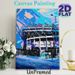 Stadium Themed Painting Poster, Vibrant Pop Art Style Stadium Exterior Poster, Stylized Colorful Sports Venue Decor Ideal For Sports Room, Living Room_maomaolike.com