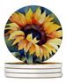 Sunflowers In Watercolor Large Sandstone Coasters Pack Of 4 Absorbent Round Coasters Decor Gifts For Men Or Women, 4 In, Multicolor_maomaolike.com