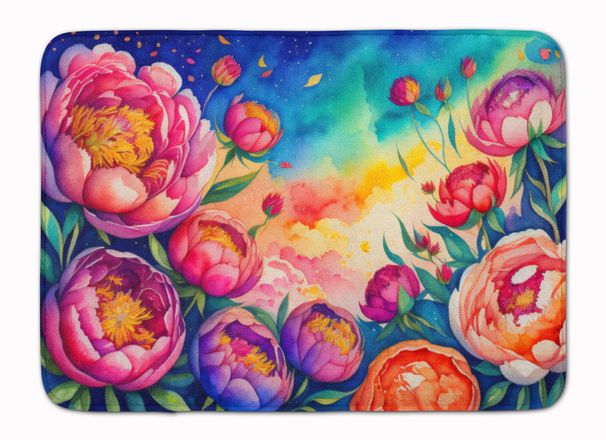 Peonies In Color Memory Foam Kitchen Mat Machine Washable Anti-Fatigue Mat Cushion Comfort Bath Mat Or Kitchen Rug_maomaolike.com