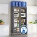 65 Kitchen Pantry Storage Cabinet, 6 Tier Metal Display Storage Cabinet With Transparent Door, Adjustable Shelves & Wheels, Food Pantries Cabinets, For Kitchen, Living Room And Dining Room, Gray_maomaolike.com