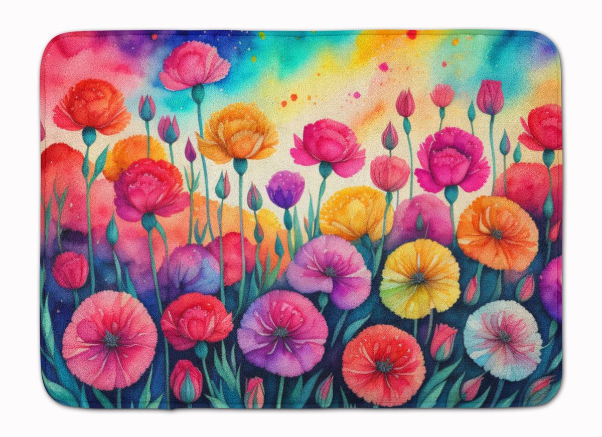 Carnations In Color Memory Foam Kitchen Mat Machine Washable Anti-Fatigue Mat Cushion Comfort Bath Mat Or Kitchen Rug_maomaolike.com