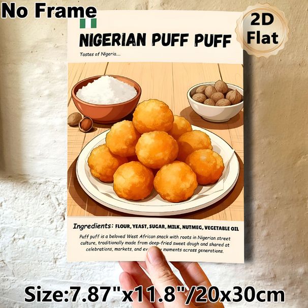 Nigerian Puff Puff Painting Poster, Vibrant Illustrated Culinary Poster, Showcases Authentic West African Snack Details, Ideal For Kitchen And Dining_maomaolike.com