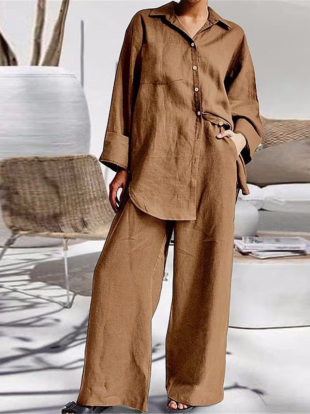 Women's Clothing nine quarter sleeve shirt loose pants two piece suit_maomaolike.com