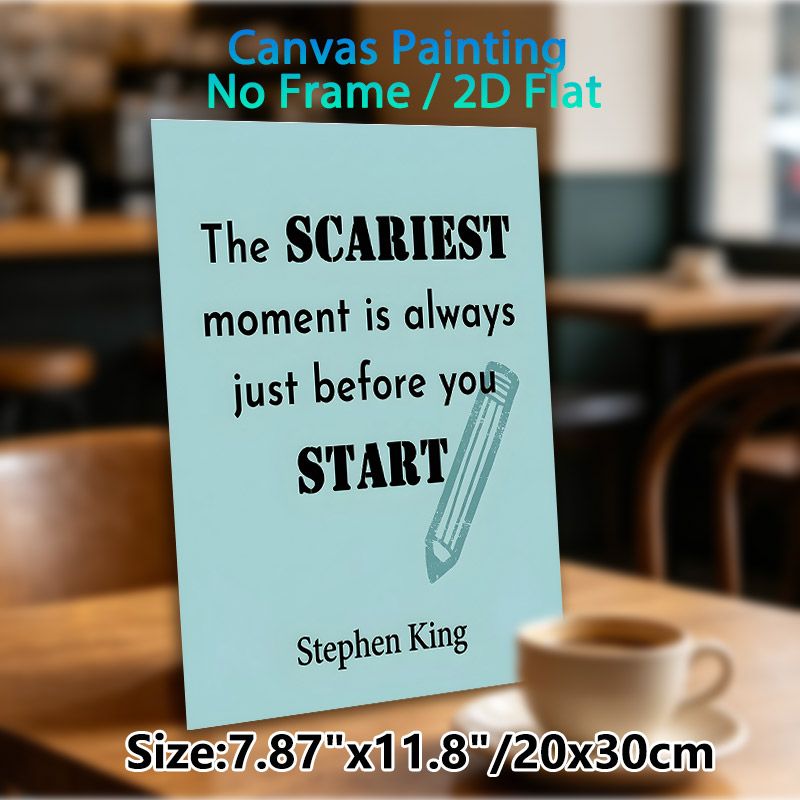 Motivational Start Quote Painting Poster, Minimalist Light Blue Typographic With Pencil Graphic Poster, Inspiring Words To Encourage Action, Ideal For_maomaolike.com