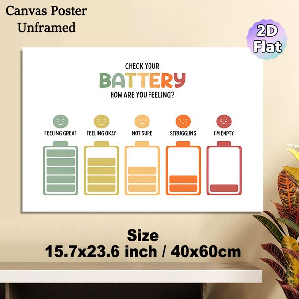 Emotion Battery Check Painting Poster, Soft-hued Minimalist Mood Tracker Poster, Aids Emotional Self-awareness, Suitable For Therapy Rooms, Offices_maomaolike.com