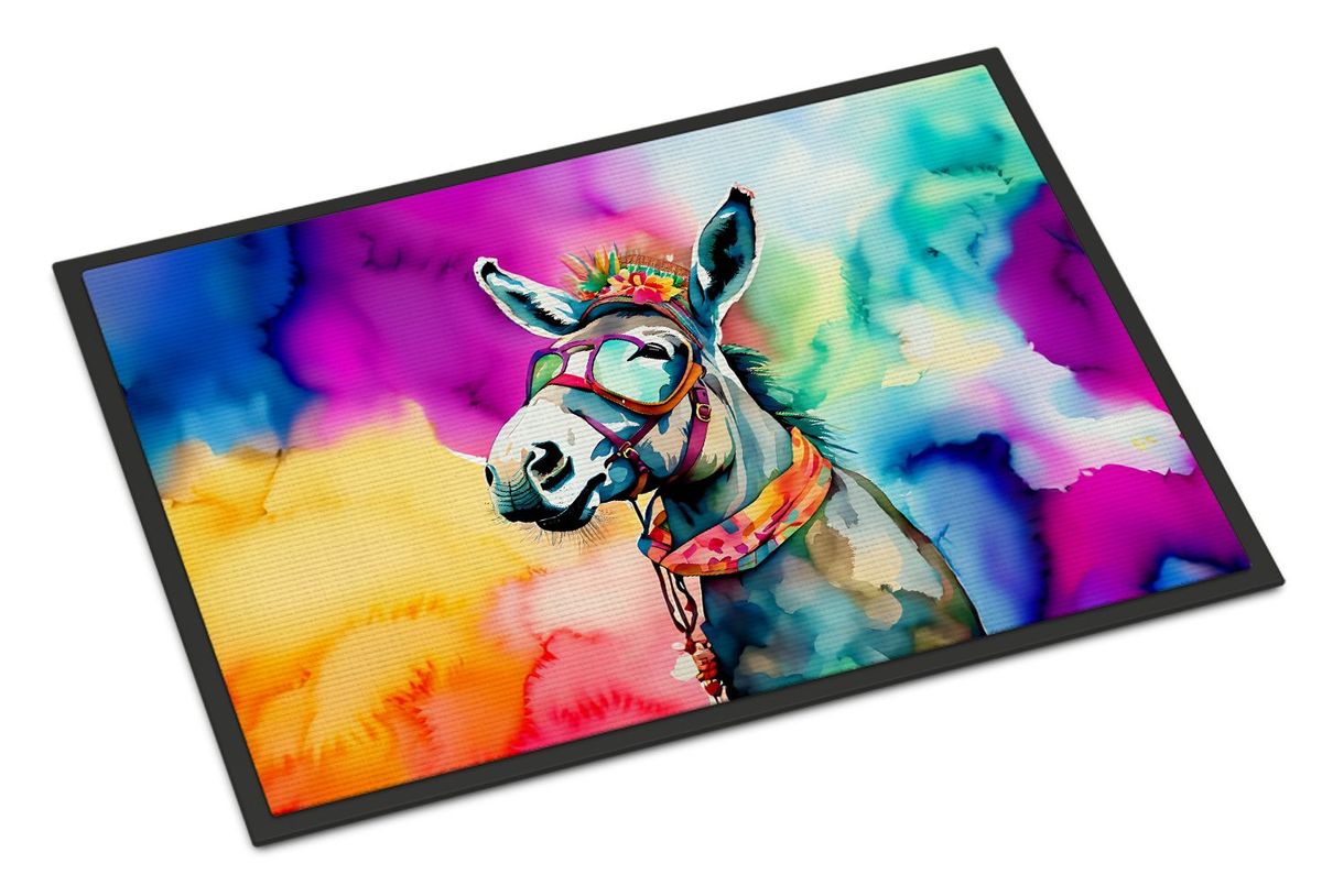 Hippie Animal Donkey Doormat Front Door Mat Indoor Outdoor Rugs For Entryway, Non Slip Washable Low Pile, 24H X 36W_maomaolike.com