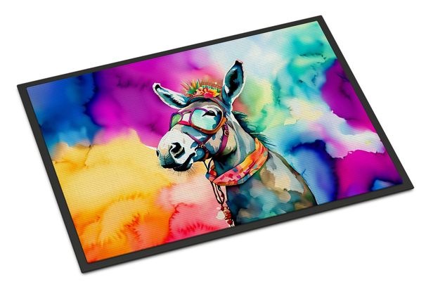 Hippie Animal Donkey Doormat Front Door Mat Indoor Outdoor Rugs For Entryway, Non Slip Washable Low Pile, 24H X 36W_maomaolike.com