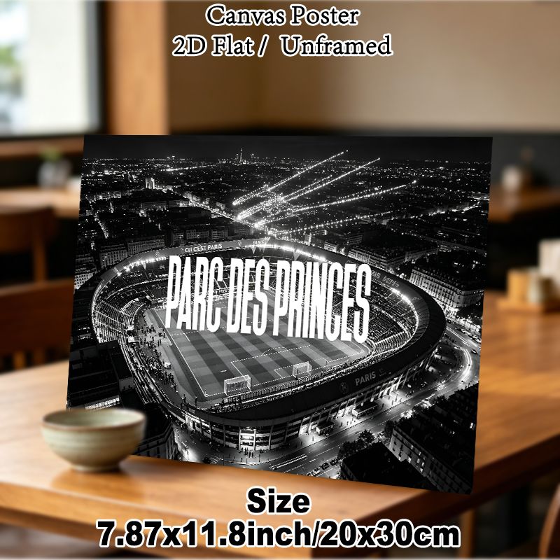 Parc Des Princes Stadium Painting Poster, Monochrome Night Aerial View Poster, Captivating Soccer Stadium Scene Ideal For Sports Rooms, Game Rooms And_maomaolike.com