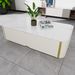 1pc Modern Luxury Coffee Table, 51.1" Rectangle Coffee Table With Drawer, Marble Top, Curved Profile Design, Gold Metal Decor, Center Table For Living Room,Side Table For Apartment_maomaolike.com