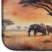 Elephants Savanna Sunrise Dish Drying Mat Absorbent Dish Drying Mat Pad For Kitchen Counter Dish Drainer Mat For Countertop, 14 X 21", Multicolor_maomaolike.com
