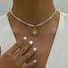 Retro Golden-Toned Sun Pendant Necklace For Women Elegant Turquoise Beads Chain Choker Neck Statement Party Vintage_maomaolike.com