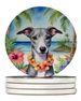 Whippet Luau Large Sandstone Coasters Pack Of 4 Absorbent Round Coasters Decor Gifts For Men Or Women, 4 In, Multicolor_maomaolike.com