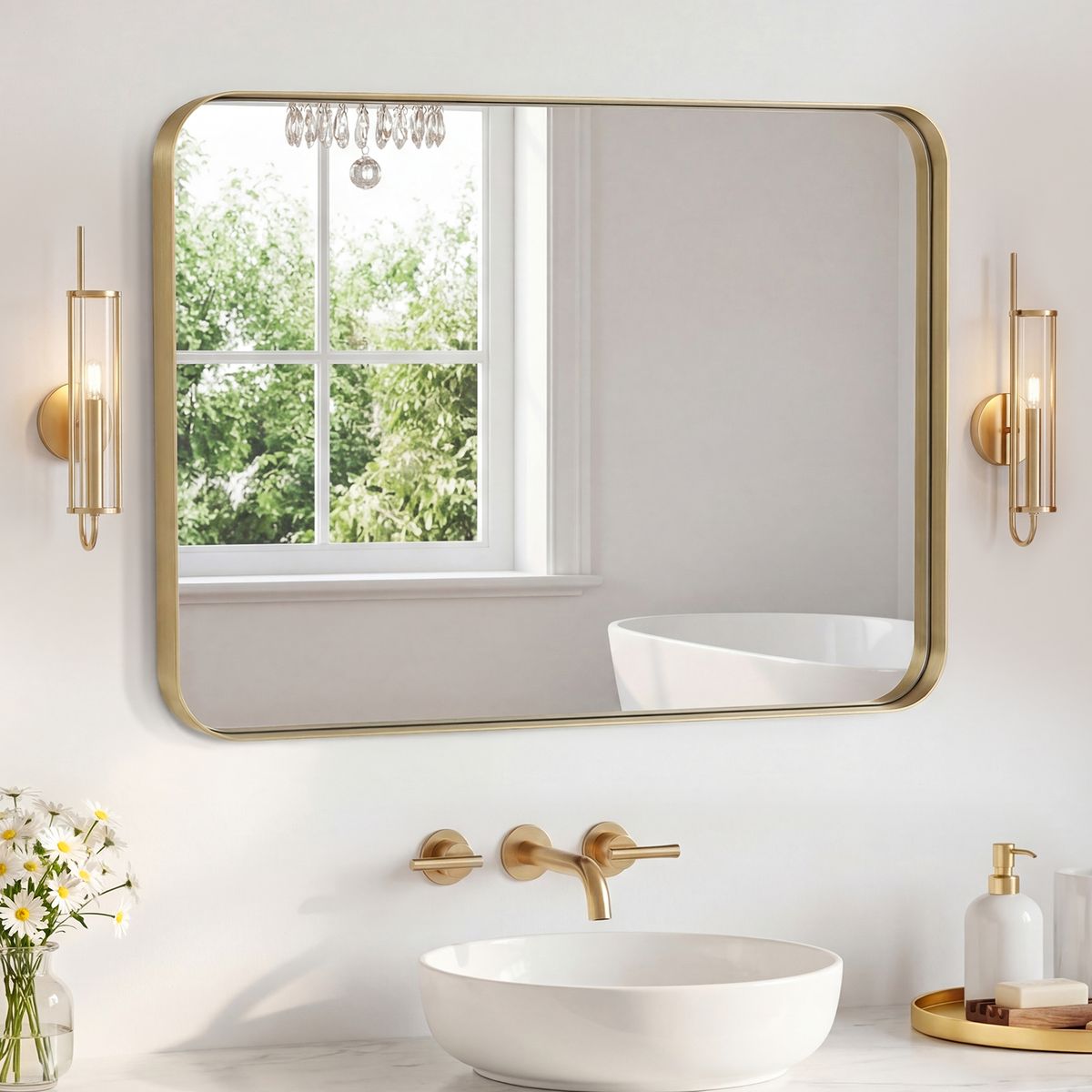 Wall Mirror With Rectangular Metal Frame_maomaolike.com