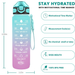 32 Oz Drinking Water Bottle Times To Drink And Straw, Motivational With Carrying Strap, Leakproof BPA & Toxic Free_maomaolike.com