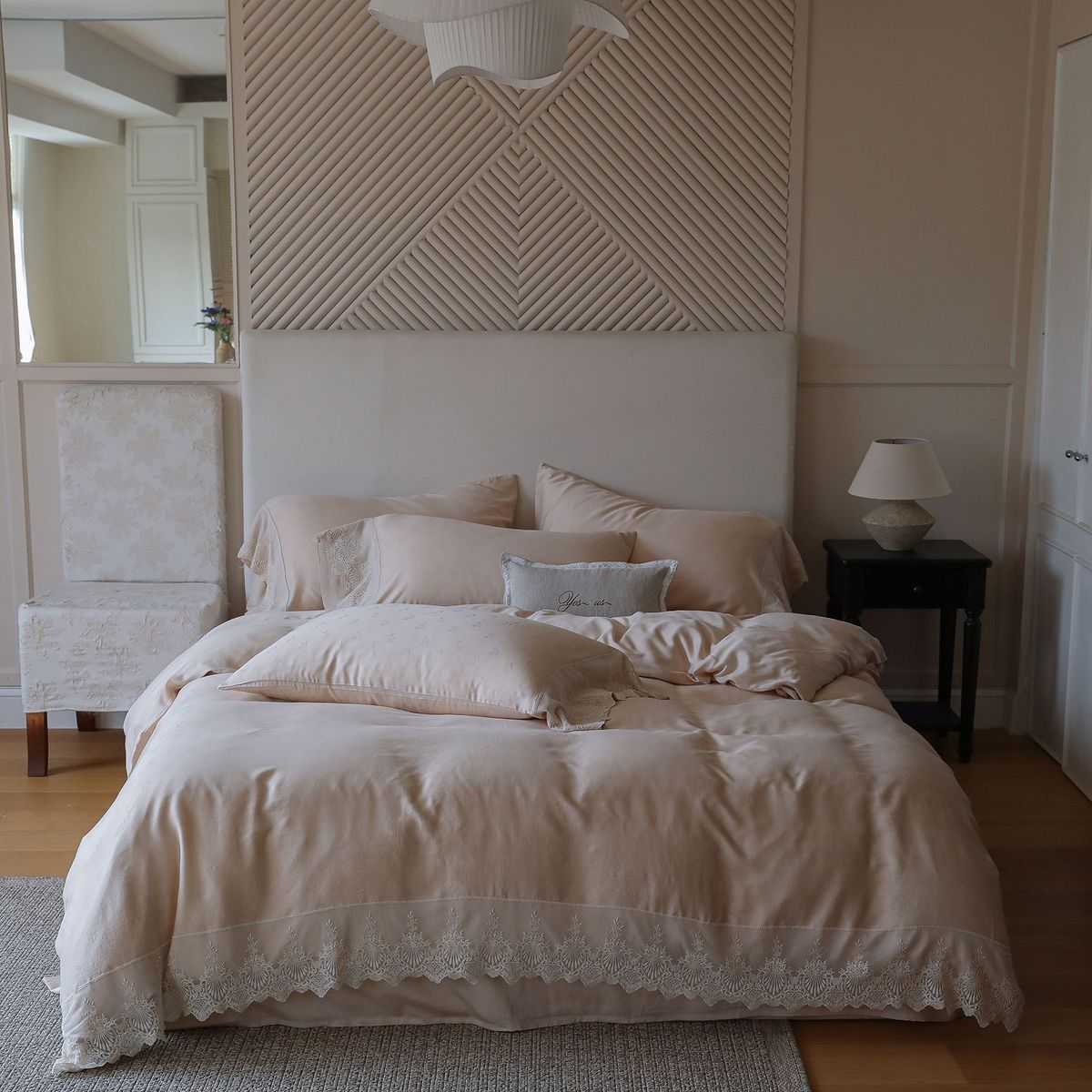 Summer Ice Silk Quilt Cover French-style Vintage Spring-summer Washed Tencel Four-piece Set, Soft Cool To The Touch,_maomaolike.com
