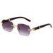 Unisex Square glasses Rimless cut edge sunglasses Women's fashion glasses gradual color sunscreen sunglasses_maomaolike.com