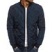 Men's Clothing Diamond Plaid Men's Padded Jacket Stand Collar Short Cotton Coat Menswear_maomaolike.com